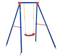 Metal Swing Set w/ Adjustable Rope A-Frame Stand Outdoor Playset Outsunny