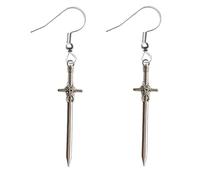 Metal Sword Earrings Replica Medieval Knight Charm Pendant Gift Templar Pair Earring Castle Battle Armour History Dangle Drop Jewellery Escalibur Greek Roman