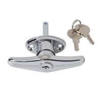 Metal T Handle Garage Door Lock,Rear Fix Waterproof with Keys,for Shed Caravan Campervan Silver