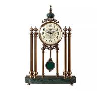 Metal Table Clock, Living Room Office Decoration Retro Pendulum Clock, Mantel Clock, Silent Quartz Desk Clock, 52x34cm