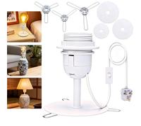 Metal Table Lamp Fitting, Lamp Kit for Turn Ceramic Vase into Lamp, DIY Bottle Lamp Kit, E27 Bulb Holder, 240cm Lamp Cable with Switch and Plug, Lamp Making Kit, 3 Sizes of Base, No Vase, No Bulb