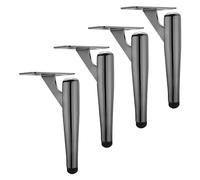 Metal Table Legs Set of 4, Round Pipe Replacement Furniture Feet, Support Legs for Sofas, Bathroom Cabinets, Countertop Mounting (Color: Gun Black, Size: 10in/25cm)
