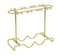 Metal Tabletop Wine Rack for 2 Bottles and 8 Stemmed Glasses, Structurally Balanced for Use on Granite, Wood, or Laminate (Gold)