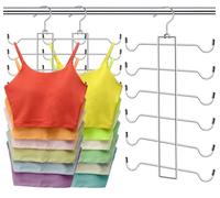 Metal Tank Top Hanger 2 Pack, Space Saving Bra Organizer with 24 Easy Access Hooks, 360° Swivel Closet Organizers and Storage, Apartment College Dorm Room Essentials, Small Space Organization Solution