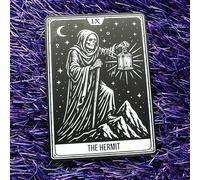 Metal Tarot Keepsake Card Collection - The Fool Hermit Lovers Magician - Aluminum Divination Art Gift Souvenir Collectible (The Hermit)