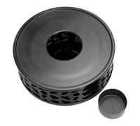 Metal Teapot Heater with Tealight Holder, round Stainless Steel | Multi Hole Design, Even Airflow for Flame, Silver and Black Finish, Tea Ceremony Shops Use