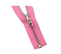 Metal Teeth Zipper, 1pc 5# Open-end Metal Zipper Reversible Puller Head Zippers for DIY Clothing Sewing Accessories(Pink,70cm)