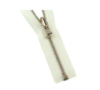 Metal Teeth Zipper, 1pc 5# Open-end Metal Zipper Reversible Puller Head Zippers for DIY Clothing Sewing Accessories(Beige,90cm)
