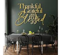 Metal Thankful Grateful Blessed Wall Art, Metal Christian Scripture Word Wall Artwork Decor, Black Artwork Decoration for Living Room,Bedroom Hallway and Stairs Nature Home Decor (Gold