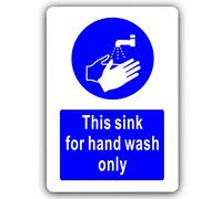 METAL This Sink for Hand Wash Only Sign WITH IMAGE Aluminium WHITE Warning Door Notice Office Shop Warehouse School Cafe Restaurant Business Hotel Premises Toilet Health Safety LARGE MS20