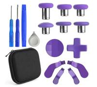 Metal Thumbsticks for Xbox Elite Wireless Controller Series 2，package Includes 1 Case , 4 Paddles, 2 D-Pads, 6 Swap Thumbsticks, for Xbox One Elite Series 2 Core Replacement Parts（Purple color）