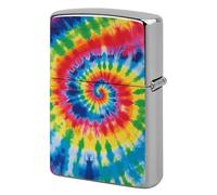 Metal Tie Dye Rainbow Lighter Case Windproof Flip Top Lighter Sleeve Double Sided Vintage Cool Cigarette Pouch Holder Reusable Pocket Protective Cover Men Gifts for Boyfriend Husband