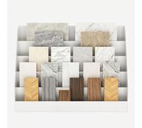 Metal Tile Sample Display Rack for Stone Quartz Marble & Wood Boards - Multi-Layer nizer for Showroom No Assembly Required (White 46cm)