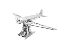 METAL-TIME REMARKABLE DOUGLAS, Douglas DC-3 Model, 3D Metal Airplane Model Mechanical Building Kit, Unique Wind-Up Moving Mechanism, Stainless Steel DIY Construction with Toolbox - 146 Pieces.