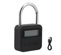Metal Timer Lock with LCD Display, Multi-Function Electronic Lock, 99 Hour Max Timing, USB Rechargeable Timer Padlock (Black)