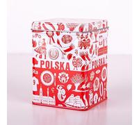 Metal Tin Canister for Tea Coffee Sugar Spices with Poland Floral Folk Art Designs, Home Office Restaurant Cafe Kitchen Decor Accessories,Beautiful Souvenir from Poland (Polish Symbols, Small)
