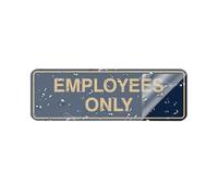 Metal Tin Employees Only Sign With Adhesive Backing Blue And Gold Bold Lettering Restricted Area Door Wall Decoration Plastic Warning Sign For Office Warehouse Staff Only Room 4×16 Inch