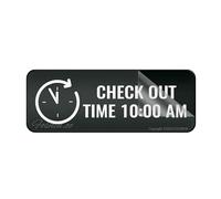 Metal Tin Plastic Sign Check Out Time 10.00 Am Rounded Corners Long Lasting With Strong Clean Adhesive Tape In The Back 4×16 Inch