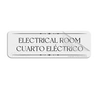 Metal Tin Plastic Sign Electrical Room Cuarto Eléctrico Bilingual Wall Or Door Signlong Lasting With Strong Clean Adhesive Tape 4×16 Inch