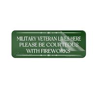 Metal Tin Plastic Sign Fancy Military Veteran Lives Here Please Be Courteous With Fireworks Honor Veterans With Military Signslong Lasting With Strong Clean Adhesive Tape 4×16 Inch