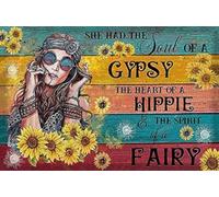 Metal Tin Retro - She Had The Soul of a Gypsy The Heart of a Hippie The Spirit of a Fairy Metal Poster,Wall Art,Vintage Aluminum Sign for Home Coffee Wall Decor 8x12 Inch (01)