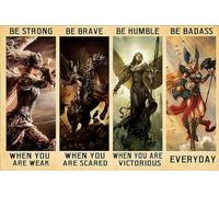 Metal Tin Retro Sign Angel Warrior Valkyrie Be Strong Be Brave Be Humble Be Badass Poster Thanksgiving 8x12 inch