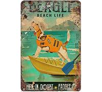 Metal Tin Retro Sign Beagle dog beach life est 1957 when in doubt paddle out,Beagle dog dad, Beagle dog mom poster Vintage Metal Pub Club Cafe bar Home Wall Art Decoration Poster Retro 5.5x8 Inch