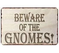 Metal Tin Retro Sign Beware of The Gnomes Vintage Metal Tin Sign Tin Sign Poster Vintage Metal Signs for Bar Music Club Man Cave Room Wall Decor 5.5x8 Inch