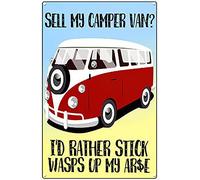 Metal Tin Retro Sign Campervan Print, Sell My Camper Van? Home Decor, Inspirational, Camper Gift,Camping, Novelty Sign Vintage Metal Tin Sign Wall Sign Plaque Poster 12x16Inch