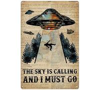 Metal Tin Retro Sign Dictionary The Sky is Calling UFO Pub,Club,Bar,Restaurant,Coffee bar, Vintage Art Wall Poster Plaque Decor 5.5x8 Inch