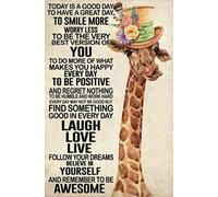 Metal Tin Retro Sign - Giraffe Today is A Good Day Laugh Love Live Motivationa Wall Art Inspirational Quotes Poster Print for Home Decoration Living Room Workplace Bedroom 8"x12"