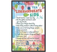 Metal Tin Retro Sign Ten Commandments for Kids Wall Art Prints Bible Verse Posters with God Quotes- Nursery Room Decor, Pictures Christian Sayings 6x8 Inch