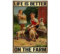 Metal Tin Retro Sign Vintage Life Is Better On The Farm Retro Wall Decor For Home Cafes Office Store Pubs Club Sign 14x20cm