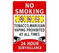 Metal Tin Retro Sign Vintage No Smoking Vaping At All Times 24 Hour Surveillance Funny Decorations For Home Bar Pub Cafe Farm Room Metal Poster 14x20cm