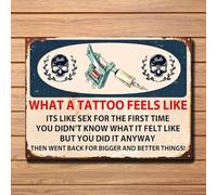 Metal Tin Retro Sign What a Tattoo Feels Like, Funny, Enamel Tin Sign Poster Vintage Metal Signs for Bar Music Club Man Cave Room Wall Decor 12x8 inch