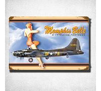 Metal Tin Retro Sign WW2 Vintage Metal Sign B-17 Memphis Belle Vintage Tin Sign Bar Pub Home Metal Poster Tin Sign Poster Vintage Metal Signs for Bar Music Club Man Cave Room Wall Decor 8x12 Inch