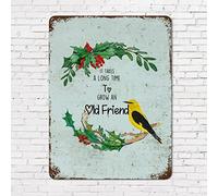 Metal Tin Retro Signs Motivational Quote Friendship Quote It Takes a Long Time to Grow an Old Friends Aluminum Metal Sign 12x16in Bible Verse Chic Metal Signs for Home Cottage Cafe Store Decor Wall