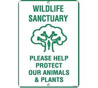 Metal Tin Rustic Post Wildlife Sanctuary Please Help Protect Our Animals Plants Aluminum for Wall Art Workplace Signs Outdoor & Indoor Sign 8"x12"