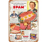 Metal Tin Sign 1941 Spam Hits The Spot Pub Outdoor Bar Retro Poster Home Kitchen Restaurant Wall Decor Signs 12x8inch