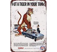 Metal Tin Sign 1965 Esso Put A Tiger In Your Police Car Tank Metal Aluminum Sign For Wall Decor 11.8X7.8 Inch