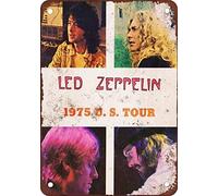 Metal Tin Sign 1975 Led Zeppelin U.S. Tour Vintage Look Reproduction 8X12 Inch Wall Decor