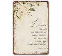 Metal Tin Sign 2 Timothy 1 7 Bible Verse Wall Art Scripture Christian Signs Watercolor Painting Christian Gift Poster Decor For Bedroom Wall Hanging Pictures Metal Sign Plaque Poster 8X12 Inches