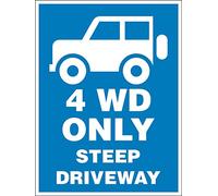 Metal Tin Sign 4WD Only Steep Driveway Crime Prevention Signs Caution Danger Safety Security Warning Notice Indoor/Outdoor Use 8"x12"