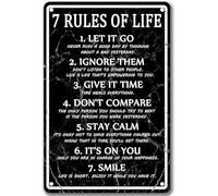 Metal Tin Sign 7 Rules Of Life Wall Art For Men Motivational Poster Read Signs Inspirational Posters For Classroom High School Motivational Posters For Bedroom Boys Room Home