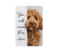 Metal Tin Sign 8 X 12 Inch - Funny Bathroom Goldendoodle, 'You Will Never Pee Alone' - Poster Metal Plaque, Pet Lover Gifts, For Pet Lover Home Decor Home