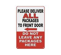 Metal Tin Sign 8 X 12 Inch - Please Deliver All Packages to Front Door Do Not Leave Packages Here - Vintage Metal Plaque, Warning Sign, For Cafe, Bar, Home Wall Decor