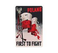 Metal Tin Sign 8 X 12 Inch - Poland - First to Fight Vintage Poster Poster, For Cafe, Bar, Home Wall Decor