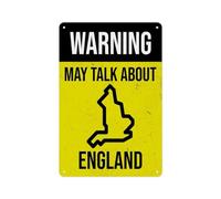 Metal Tin Sign 8 X 12 Inch - WARNING ENGLAND OUTLINE - Vintage Poster Metal Plaque, Wall Decor for Bathroom, Living Room, Bedroom, Office, Study, Café, Events, Restaurants Decoration