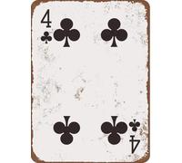 Metal Tin Sign 8 x 12 inches - 4 of Clubs Retro Poker Man Cave Vintage Look Poster Plaque Wall Decoration Bar Cafe Home Decor