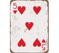 Metal Tin Sign 8 x 12 inches - 5 of Diamonds Retro Poker Man Cave Vintage Look Poster Plaque Wall Decoration Bar Cafe Home Decor